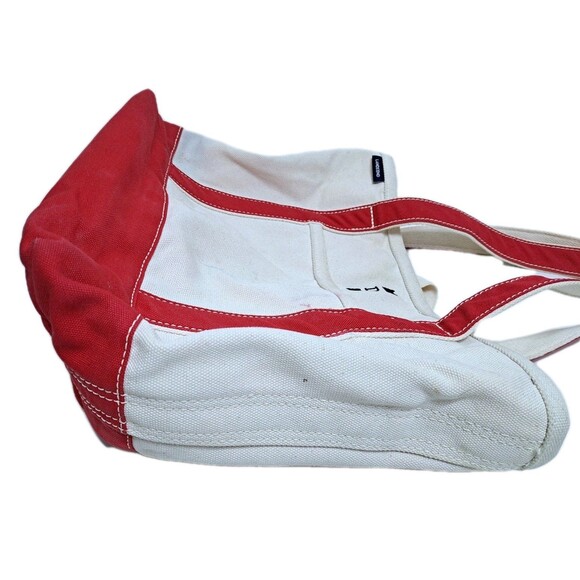 Lands End Canvas Boat Tote Beach Travel Bag Red D Logo Monogram - Picture 5 of 10